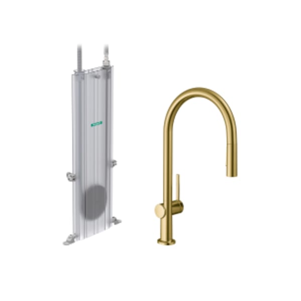 hansgrohe Talis N HighArc Kitchen Faucet, O-Style, 2-Spray Pull-Down, with sBox,1.75 GPM in Brushed Gold Optic