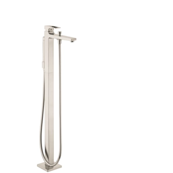 hansgrohe Metropol Freestanding Tub Filler Trim with Loop Handle and 1.75 GPM Handshower in Brushed Nickel