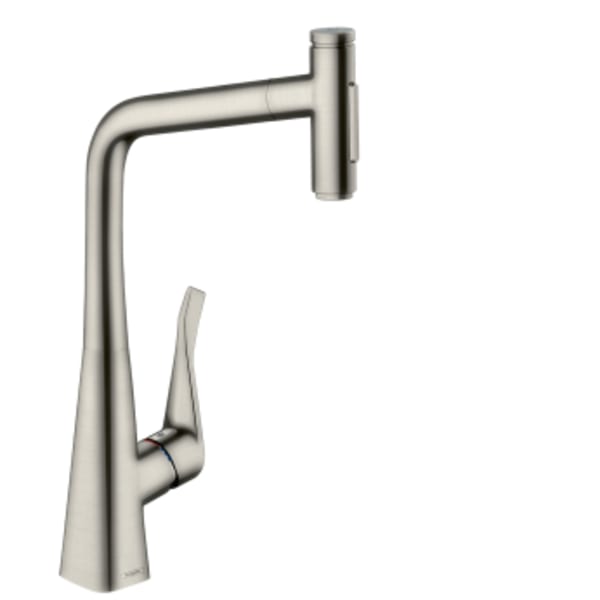 hansgrohe Metris Select HighArc Kitchen Faucet, 2-Spray Pull-Out, 1.75 GPM in Stainless Steel Optic