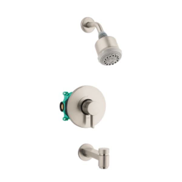 hansgrohe Clubmaster Pressure Balance Tub/Shower Set with Rough, 2.5 GPM in Brushed Nickel