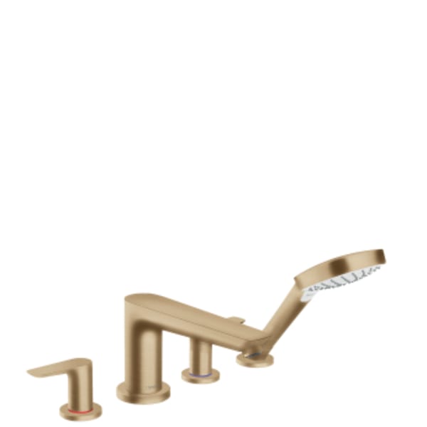 hansgrohe Talis E 4-Hole Roman Tub Set Trim with 1.8 GPM Handshower in Brushed Bronze