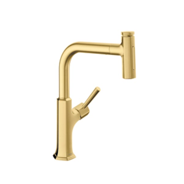 hansgrohe Locarno HighArc Kitchen Faucet, 2-Spray Pull-Out, 1.75 GPM in Brushed Gold Optic