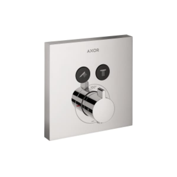AXOR ShowerSelect Thermostatic Trim Square for 2 Functions in Chrome