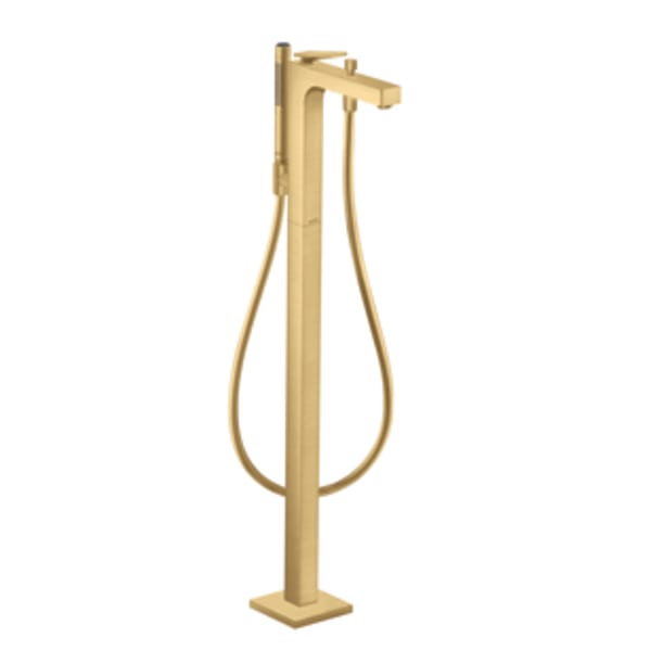 AXOR Citterio Freestanding Tub Filler Trim with 1.75 GPM Handshower- Rhombic Cut in Brushed Gold Optic