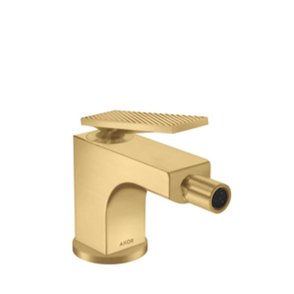 AXOR Citterio Single-Hole Bidet Faucet with Pop-Up Drain- Rhombic Cut, 1.5 GPM in Brushed Gold Optic