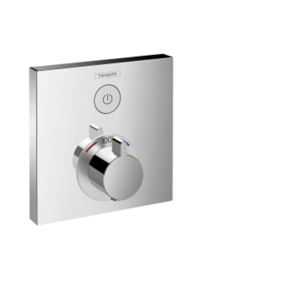 hansgrohe ShowerSelect Thermostatic Trim for 1 Function, Square in Chrome