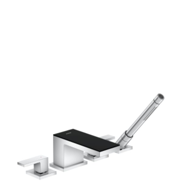 AXOR MyEdition 4-Hole Roman Tub Set Trim with 1.75 GPM Handshower in Chrome / Black Glass