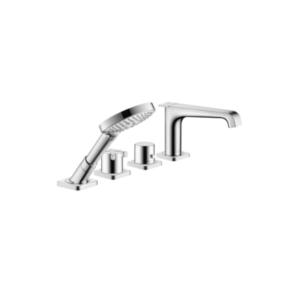 AXOR Citterio E 4-Hole Thermostatic Roman Tub Set Trim with 1.75 GPM Handshower in Chrome