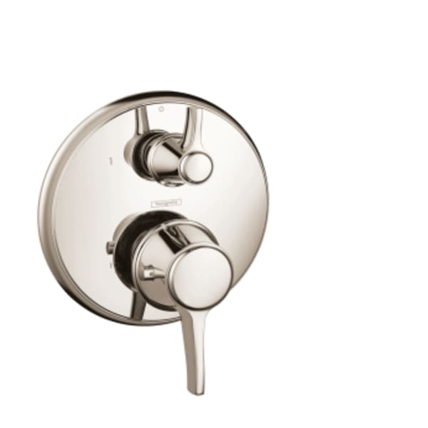 hansgrohe Ecostat Classic Thermostatic Trim with Volume Control, Round in Polished Nickel