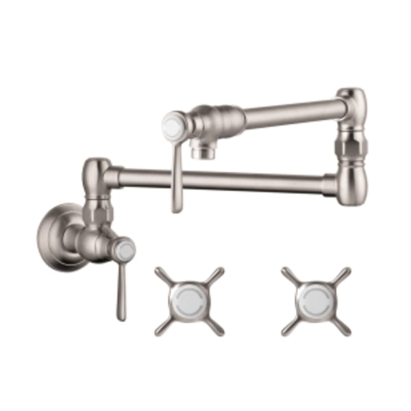 AXOR Montreux Pot Filler, Wall-Mounted, 2.5 GPM in Stainless Steel Optic