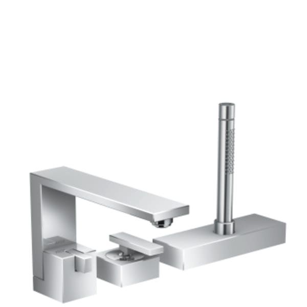 AXOR Edge 3-Hole Roman Tub Set Trim with 1.75 GPM Handshower in Chrome