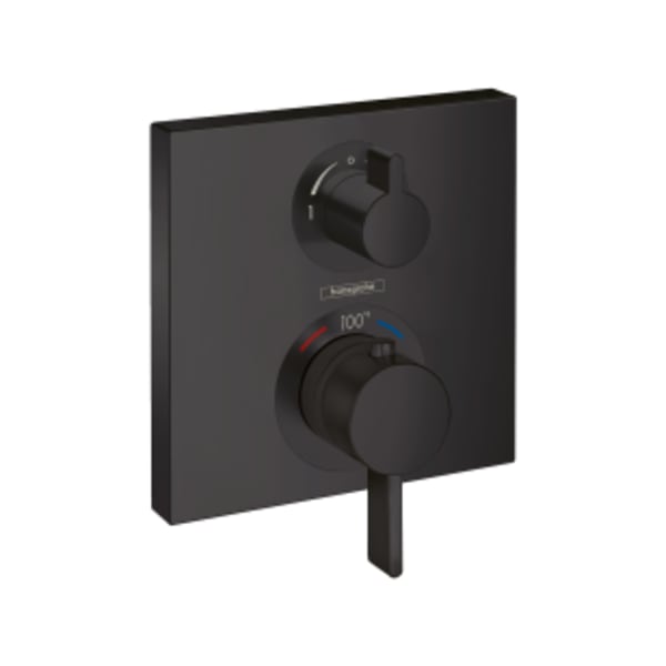 hansgrohe Ecostat Square Thermostatic Trim with Volume Control and Diverter in Matte Black