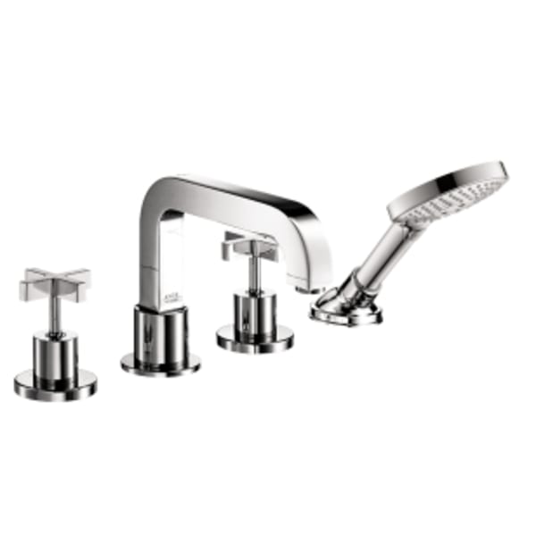 AXOR Citterio 4-Hole Roman Tub Set Trim with Cross Handles and 1.75 GPM Handshower in Chrome