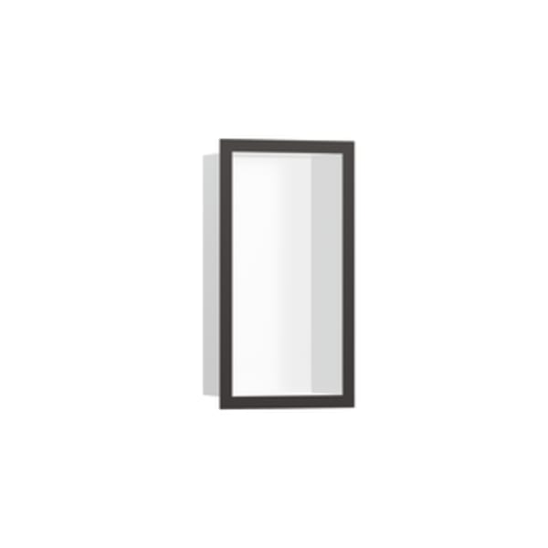 hansgrohe XtraStoris Individual Wall Niche Matte White with Design Frame 12"x 6"x 4" in Brushed Black Chrome