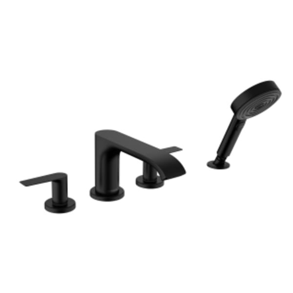 hansgrohe Vivenis 4-Hole Roman Tub Set Trim with 1.75 GPM Handshower in Matte Black