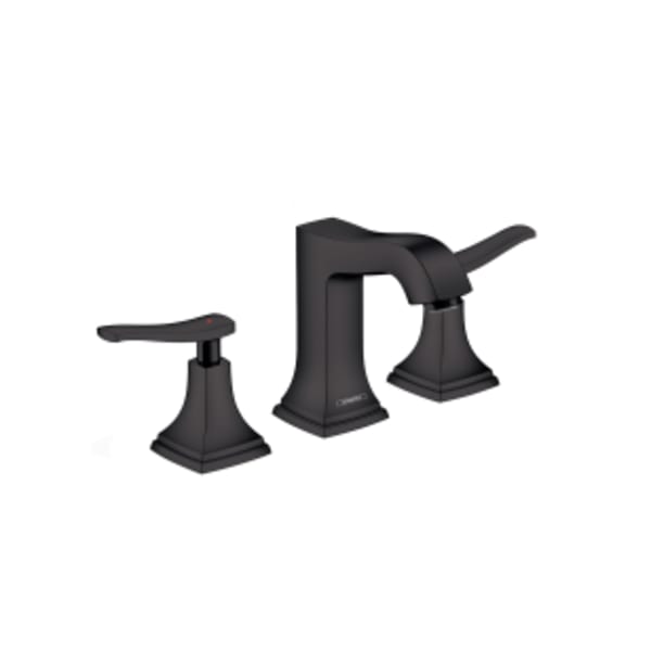 hansgrohe Metropol Classic Widespread Faucet 110 with Lever Handles and Pop-Up Drain, 1.2 GPM in Matte Black