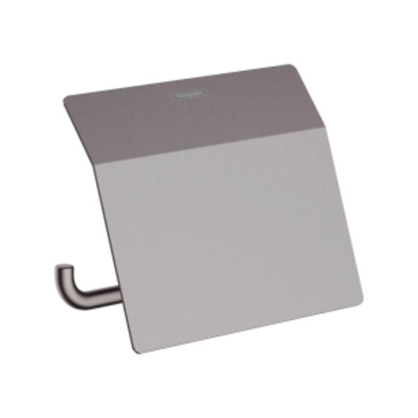 hansgrohe AddStoris Toilet Paper Holder with Cover in Brushed Black Chrome