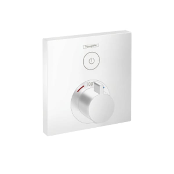 hansgrohe ShowerSelect Thermostatic Trim for 1 Function, Square in Matte White