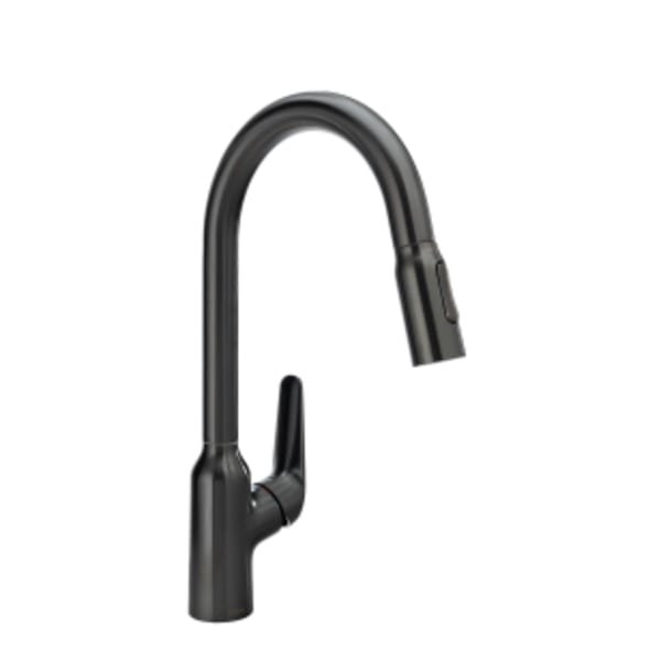 hansgrohe Focus N HighArc Kitchen Faucet, 2-Spray Pull-Down, 1.75 GPM in Brushed Black Chrome