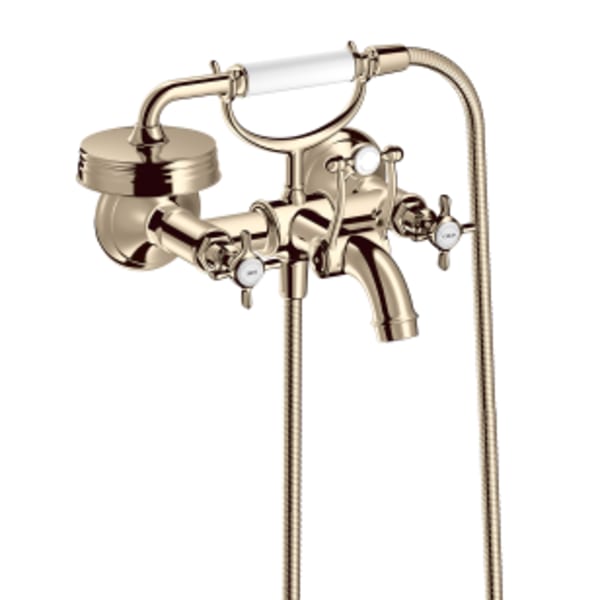 AXOR Montreux 2-Handle Wall-Mounted Tub Filler with Cross Handles and 1.8 GPM Handshower in Polished Nickel