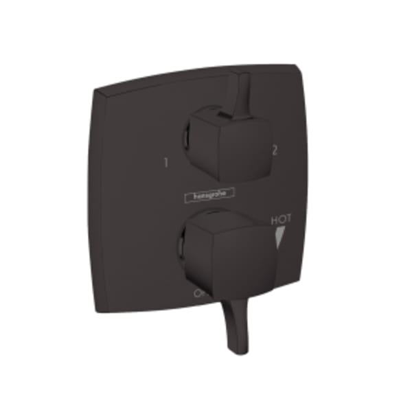 hansgrohe Ecostat Classic Pressure Balance Trim Classic Square with Diverter in Matte Black