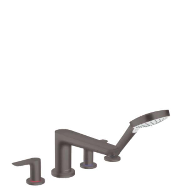 hansgrohe Talis E 4-Hole Roman Tub Set Trim with 1.8 GPM Handshower in Brushed Black Chrome