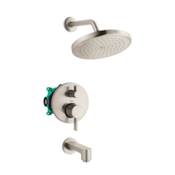 hansgrohe Croma Pressure Balance Tub/Shower Set with Rough, 2.0 GPM in Brushed Nickel