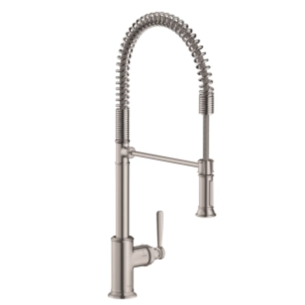 AXOR Montreux Semi-Pro Kitchen Faucet 2-Spray, 1.75 GPM in Stainless Steel Optic