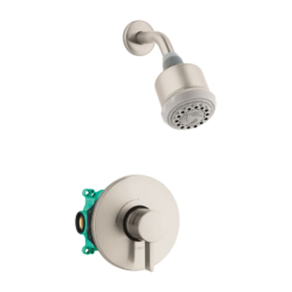 hansgrohe Clubmaster Pressure Balance Shower Set with Rough, 2.5 GPM in Brushed Nickel