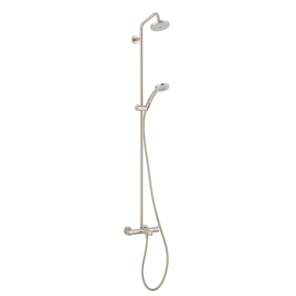 hansgrohe Croma Showerpipe 150 1-Jet with Tub Filler, 2.0 GPM in Brushed Nickel
