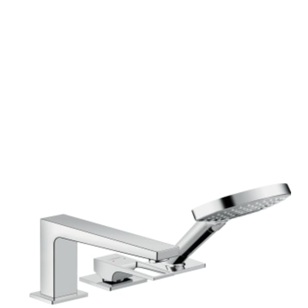 hansgrohe Metropol 3-Hole Roman Tub Set Trim with Loop Handle and 1.75 GPM Handshower in Chrome