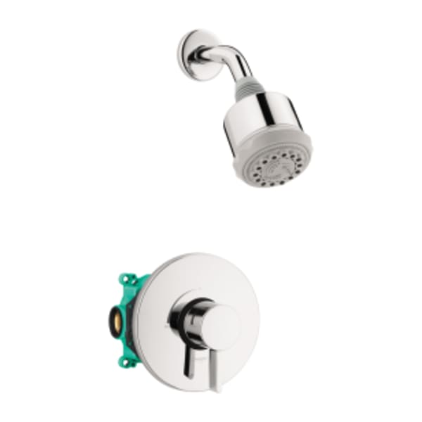 hansgrohe Clubmaster Pressure Balance Shower Set with Rough, 2.5 GPM in Chrome