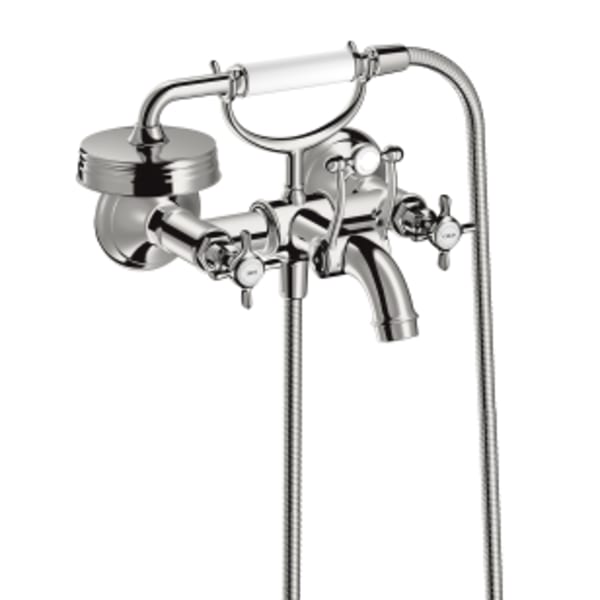 AXOR Montreux 2-Handle Wall-Mounted Tub Filler with Cross Handles and 1.8 GPM Handshower in Chrome