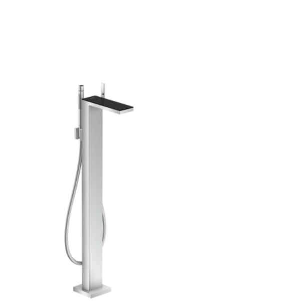 AXOR MyEdition Freestanding Tub Filler Trim with 1.75 GPM Handshower in Chrome / Black Glass