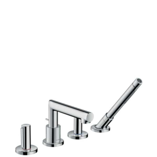 AXOR Uno 4-Hole Roman Tub Set Trim with Zero Handles and 1.75 GPM Handshower in Chrome