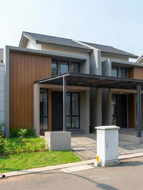 Fasad rumah Tipe Aira+ 42/60 1 lantai di Cluster Cascada Grand Duta City Parung