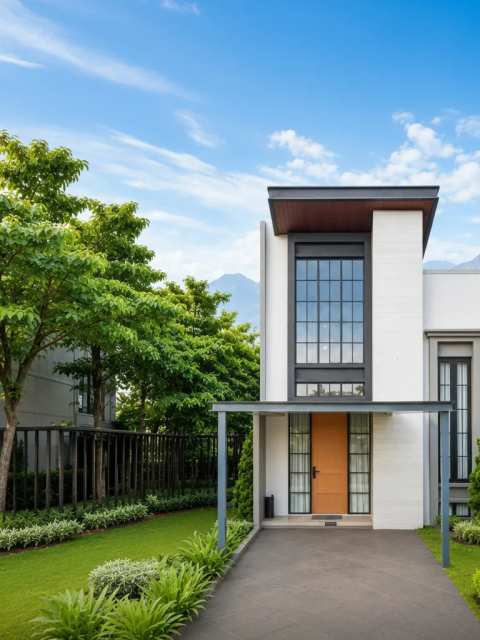 Fasad rumah Tipe Verona 39/60 1 lantai di Cluster Ladera Grand Duta City Parung