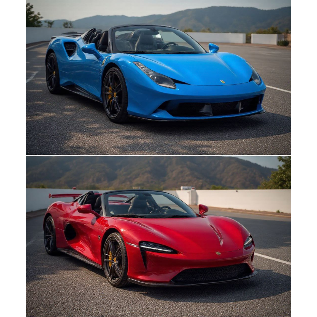 Red car to blue car transformation