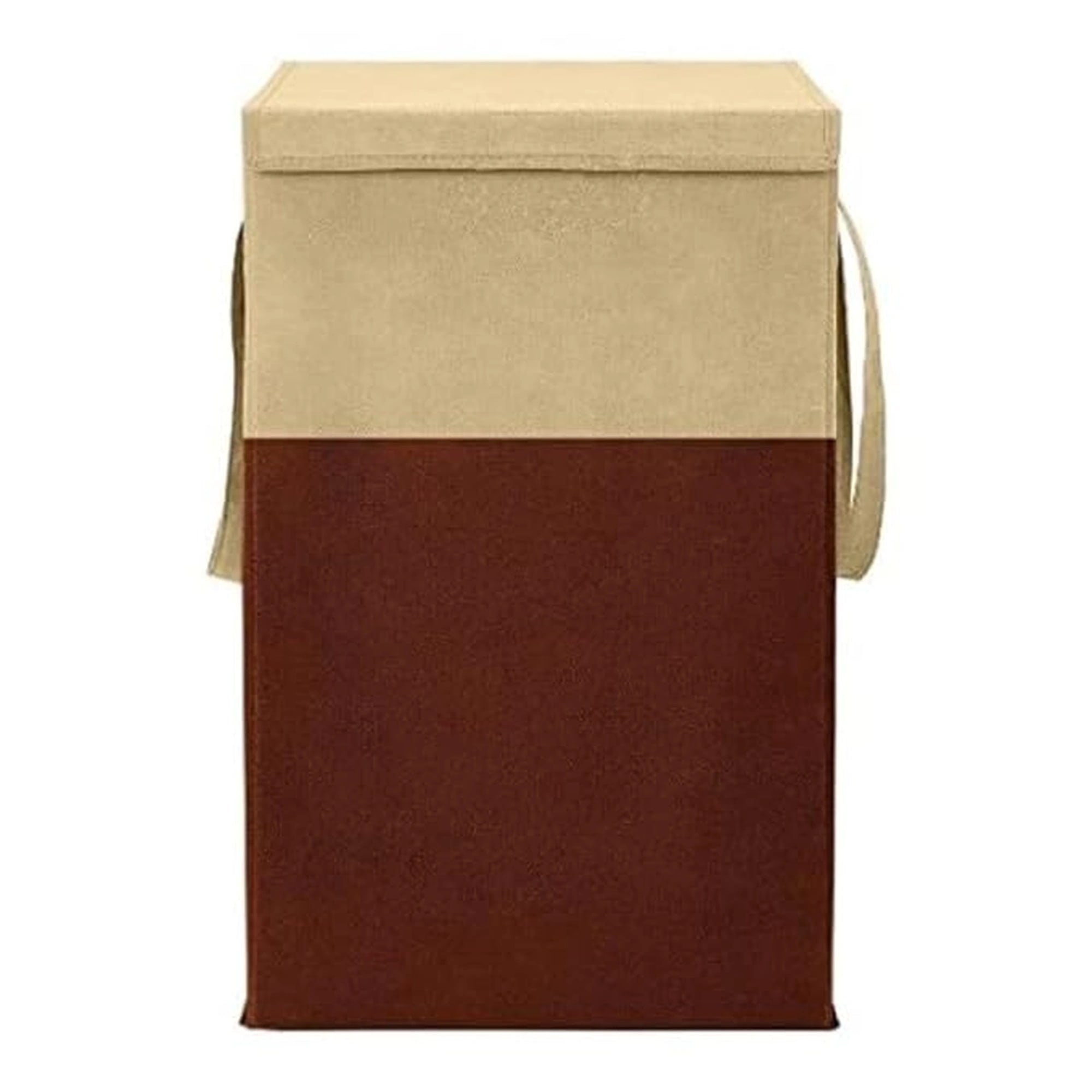 Vekkera Laundry Basket β Foldable Fabric Laundry Basket with Lid & Side Handles, 68L Capacity (Beige & Brown)