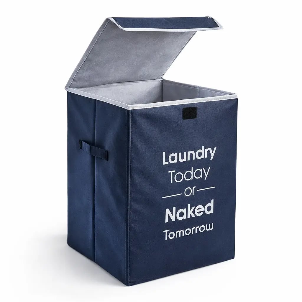 Vekkera Laundry Basket β Foldable Non-Woven Fabric Clothes Storage Bin, 68L Capacity (Blue)