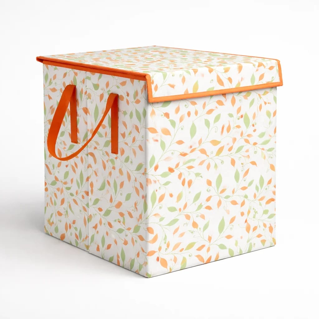 Vekkera Laundry Basket – Premium Floral Foldable Cloth Hamper with Lid & Handles, 40L Capacity