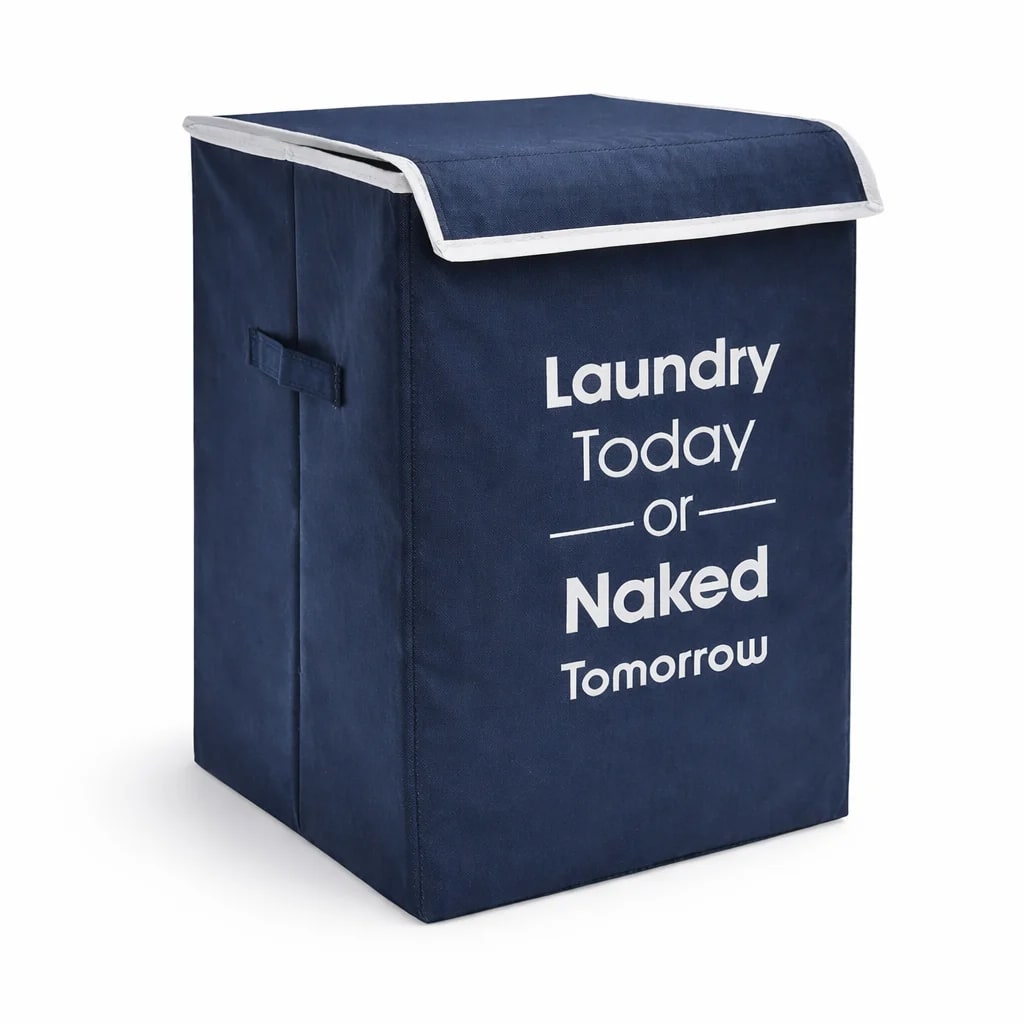Vekkera Laundry Basket – Foldable Non-Woven Fabric Clothes Storage Bin, 68L Capacity (Blue) view 5