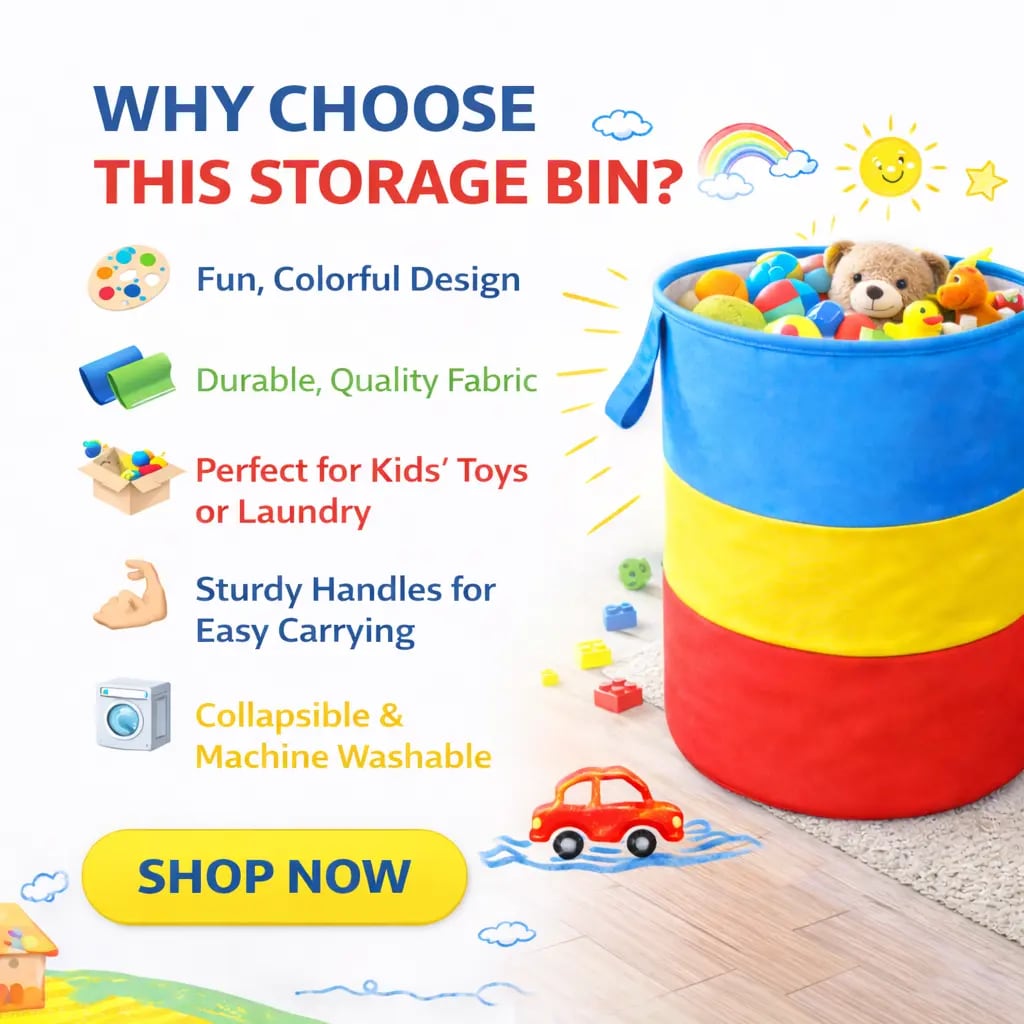 Vekkera Laundry Basket – Waterproof Multicolor Plain Laundry Bag, 45L Capacity view 2