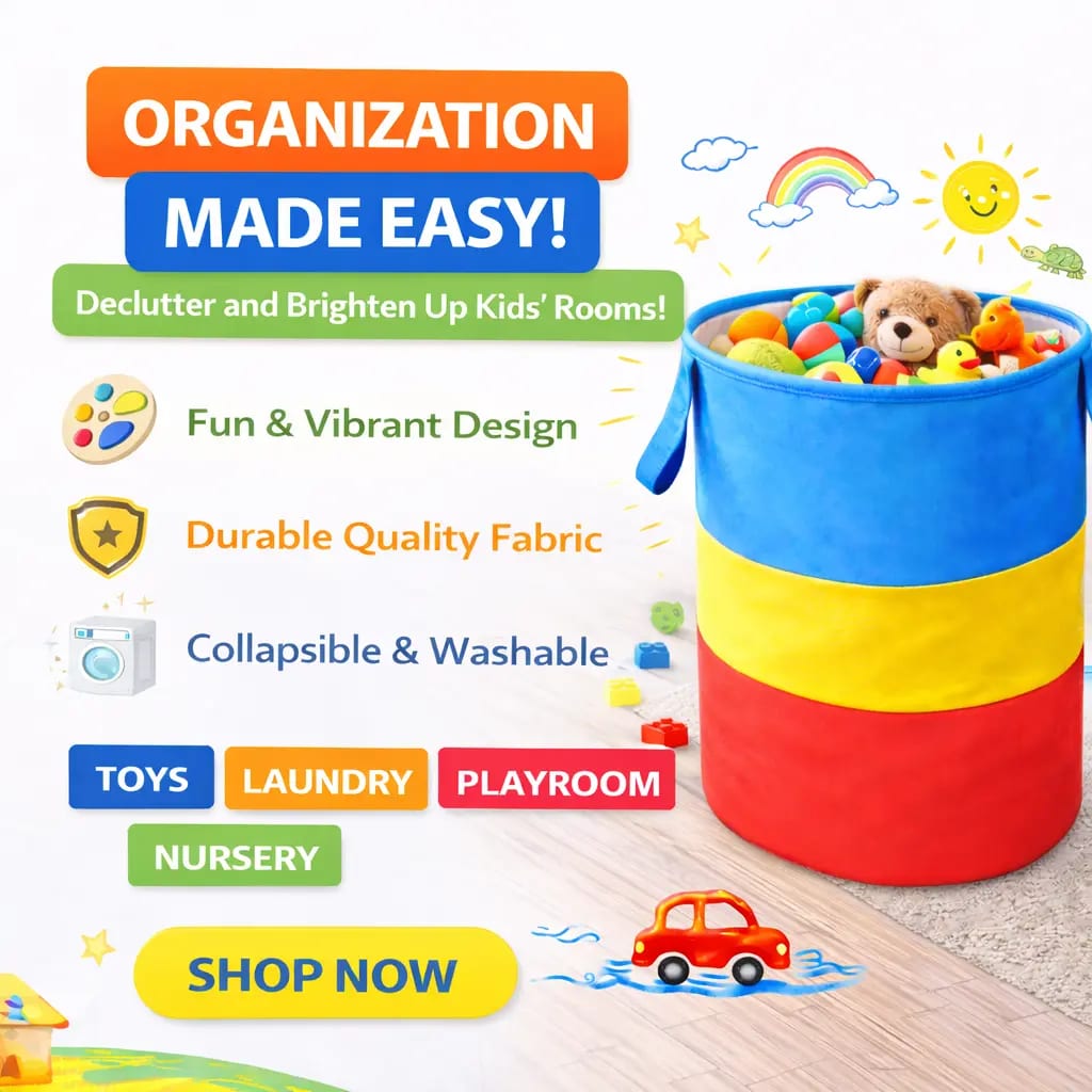 Vekkera Laundry Basket – Waterproof Multicolor Plain Laundry Bag, 45L Capacity view 4
