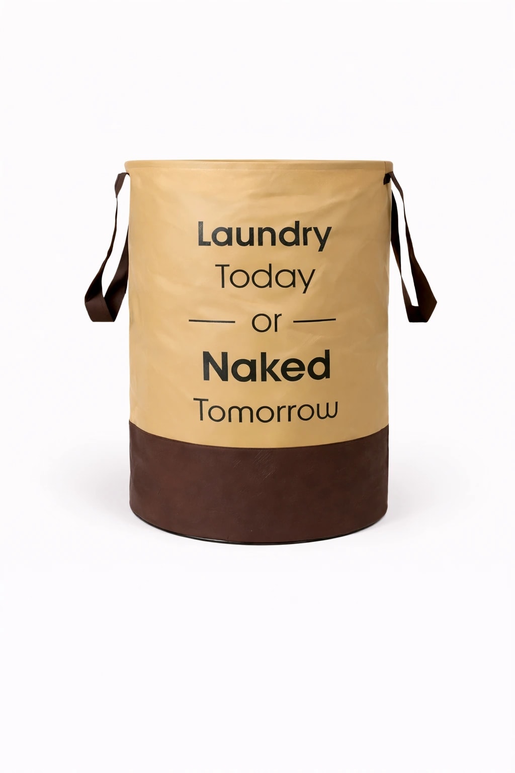 Vekkera Laundry Basket – Foldable Laundry Storage Basket, 45L Capacity (Beige & Brown)