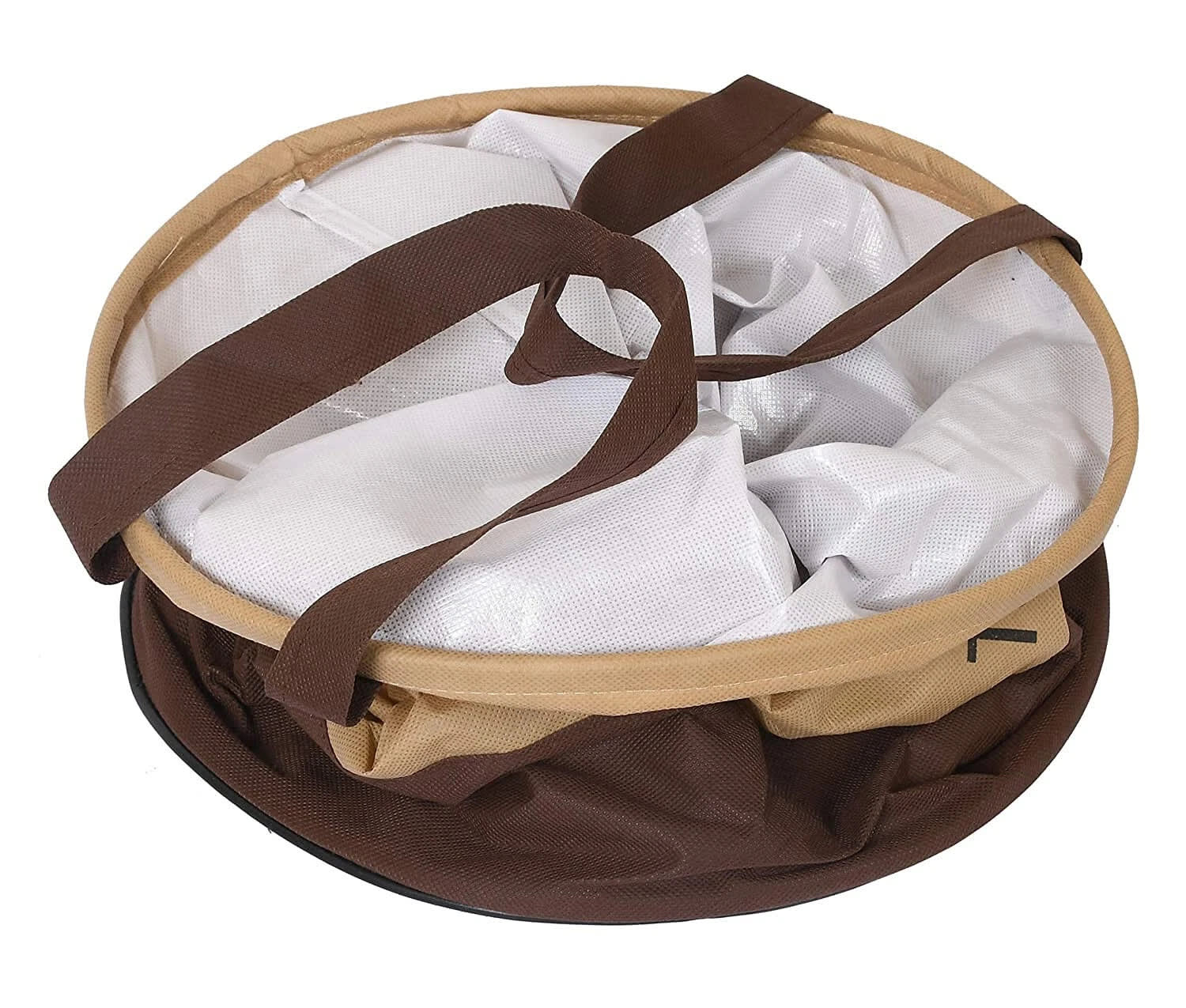 Vekkera Laundry Basket – Foldable Laundry Storage Basket, 45L Capacity (Beige & Brown) view 4
