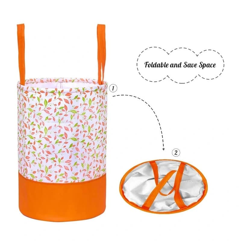 Vekkera Laundry Basket – Premium Fabric Laundry Basket with Handles, Floral Design, 45L Capacity view 2
