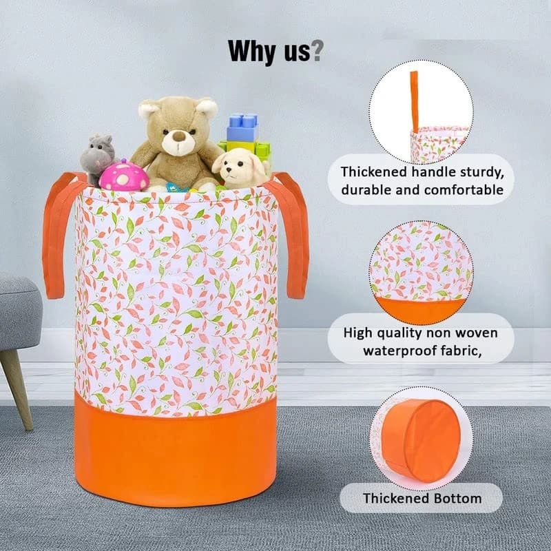 Vekkera Laundry Basket – Premium Fabric Laundry Basket with Handles, Floral Design, 45L Capacity view 4