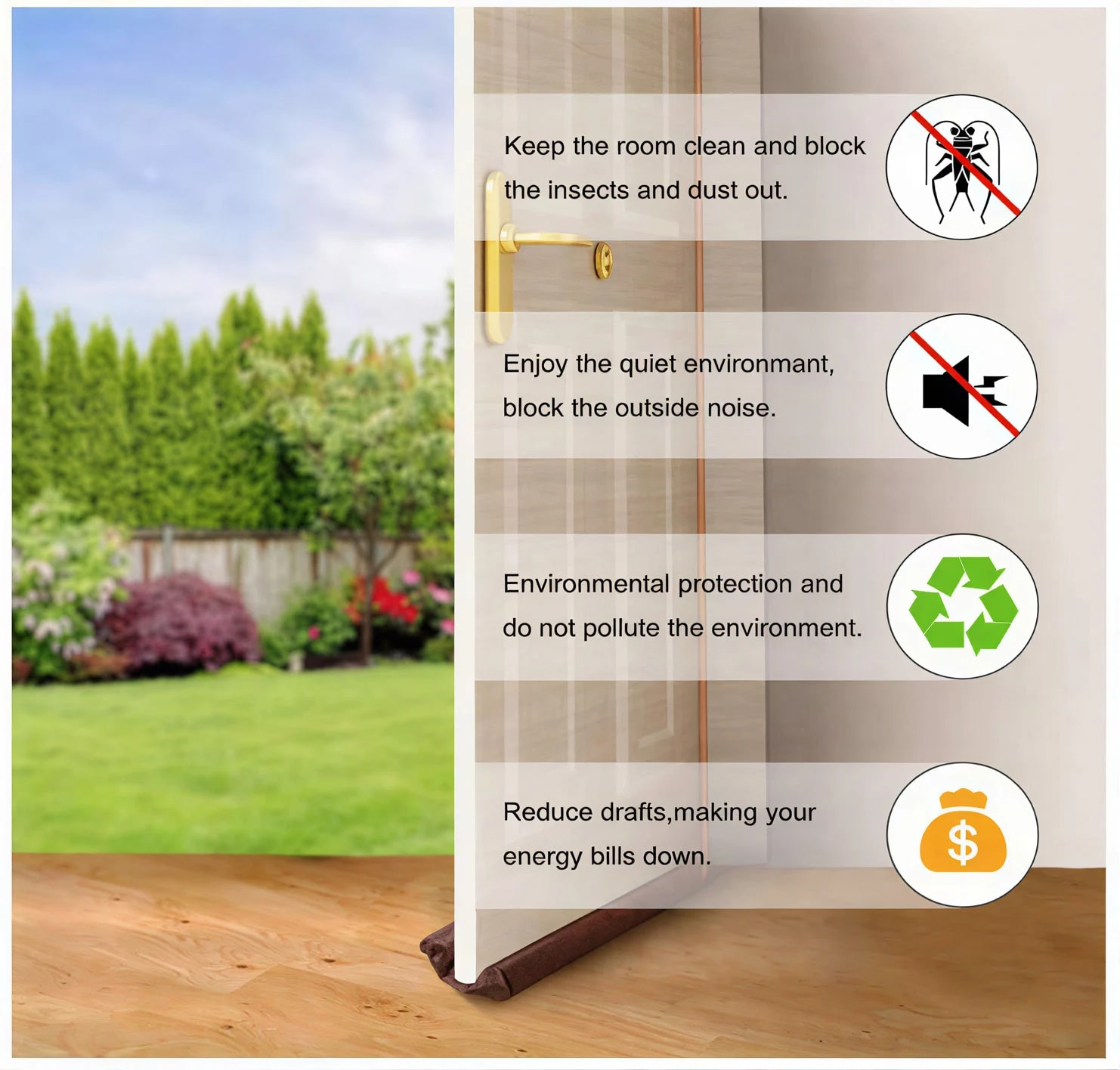 Premium Door Draft Stopper | Dust, Insect & Cold Air Blocker view 5