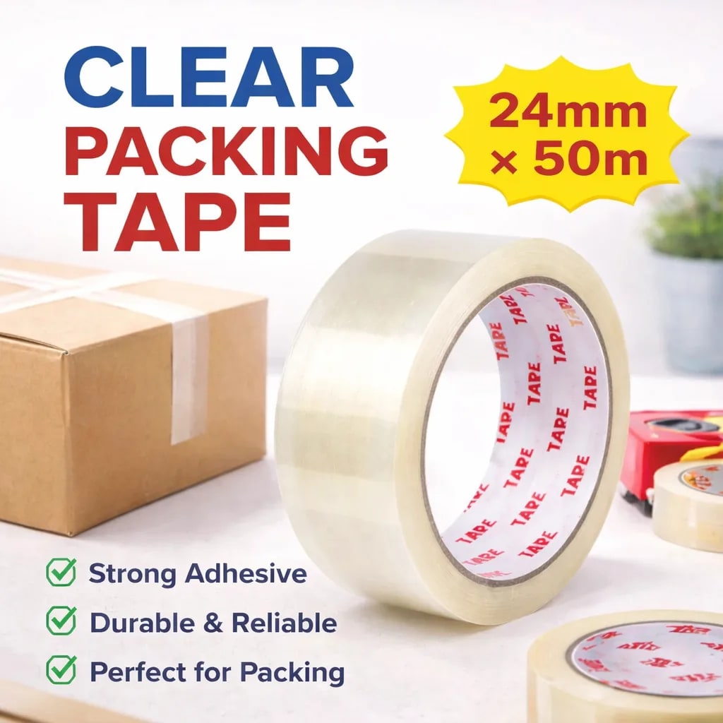 Clear Packing Tape 24mm x 50m – Strong Transparent Adhesive Tape view 2